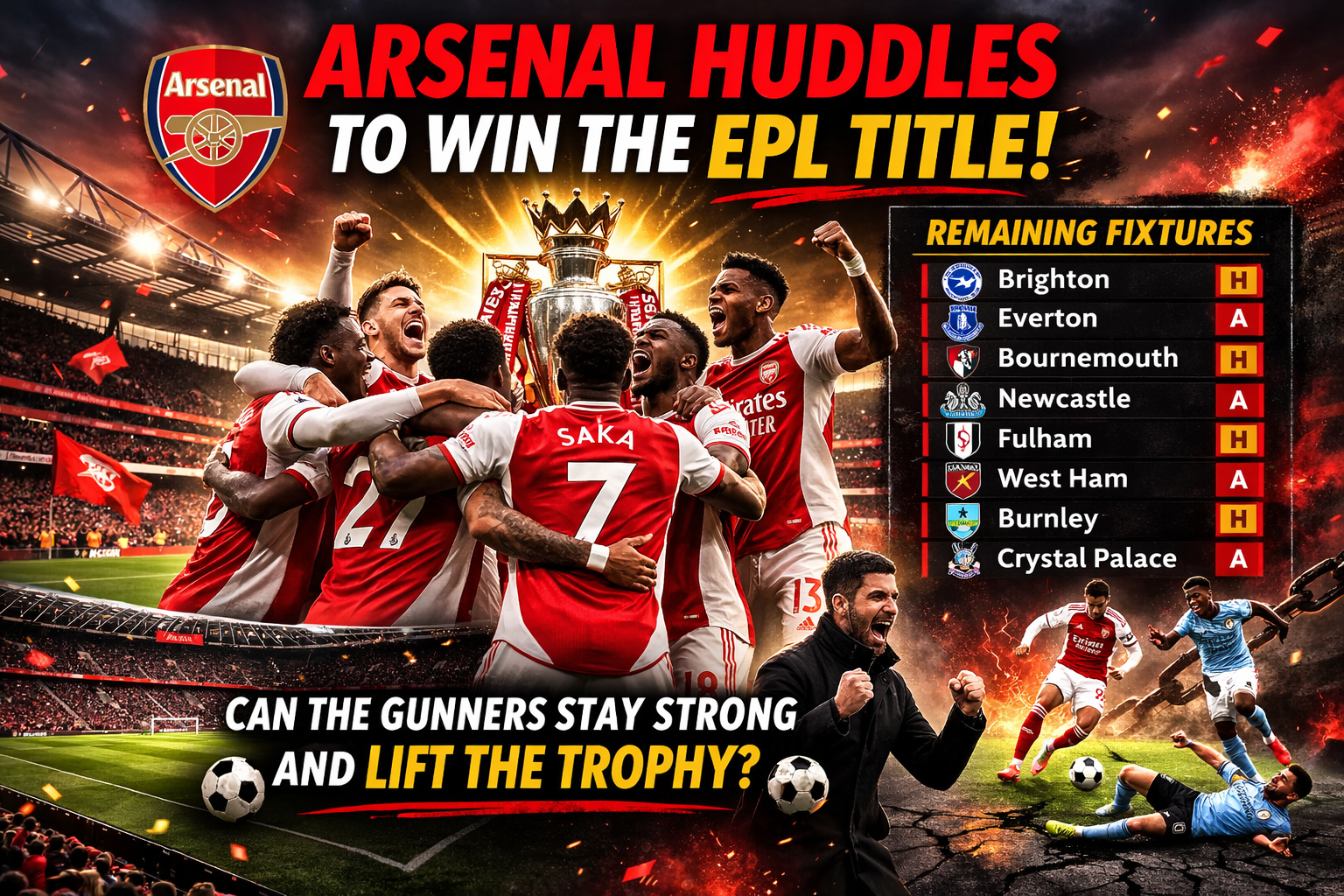 Arsenal Huddles to Win the Premier League Title as the Run-In Intensifies after beating Chelsea